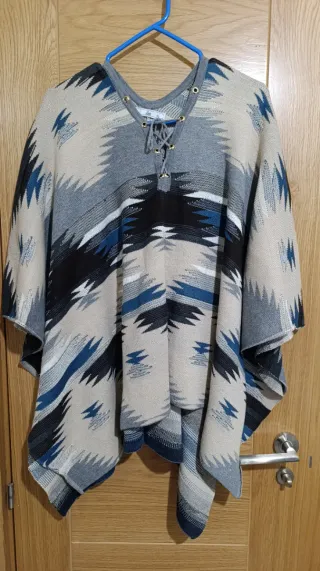 Poncho mujer talla única estampado étnico