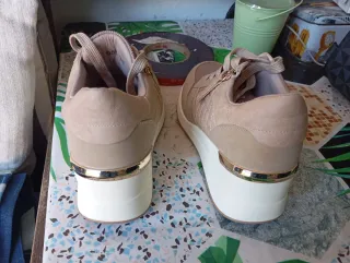 Bambas cuña mujer beige