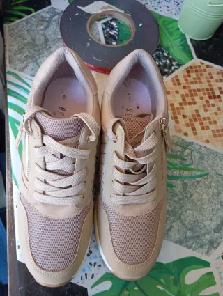 Bambas cuña mujer beige