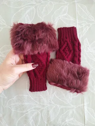 Guanti in maglia con pelliccia
