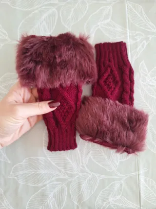 Guanti in maglia con pelliccia