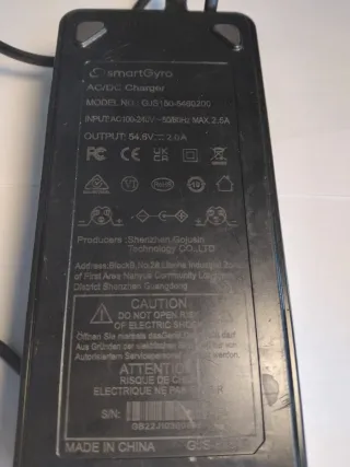 Cargador Original Smartgyro de Patinete Eléctrico