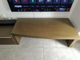 Mueble salón madera maciza y cristal