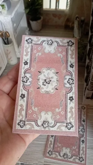 2 Tappeti miniatura 1:12 Rosa Antico