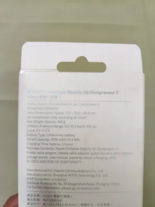 Xiaomi Bomba Aire Eléctrica Portátil Mi 2