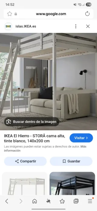 Cama alta IKEA matrimonio metal/madera