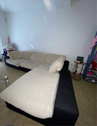 Sofá largo chaise longue beige