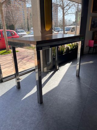 Mesa alta roble macizo y acero