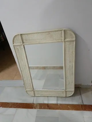 Espejo Marco Mimbre Beige