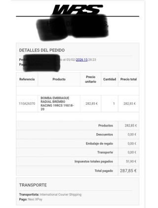 Bomba Brembo Embrague/Freno Nueva cbr t max