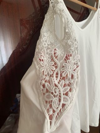 Camiseta blanca encaje manga L