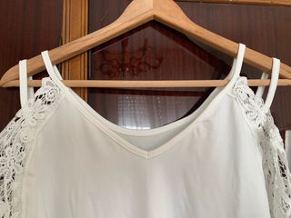Camiseta blanca encaje manga L