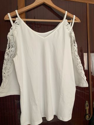 Camiseta blanca encaje manga L