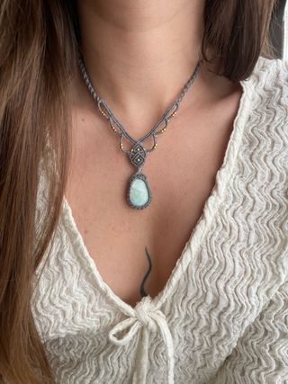 Collar Macramé Piedra Natural Hecho a Mano