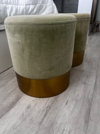 Pouf rotondo in velluto verde
