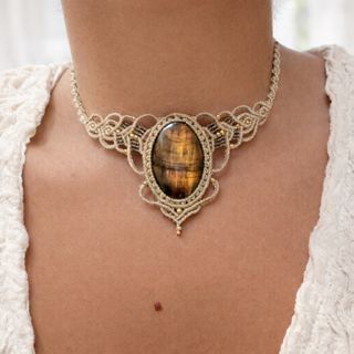 Collar Macramé Piedra Natural Hecho a Mano