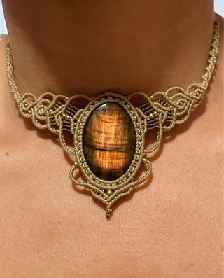 Collar Macramé Piedra Natural Hecho a Mano