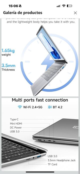 Ordenador portátil de 15,6 Pulgadas