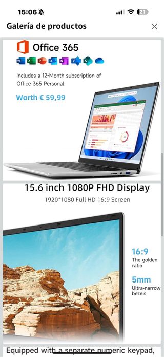 Ordenador portátil de 15,6 Pulgadas