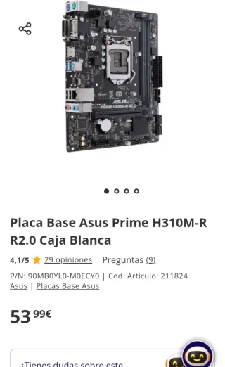 Asus Prime H310M-R 2.0 MicroATX LGA1151 Placa Base