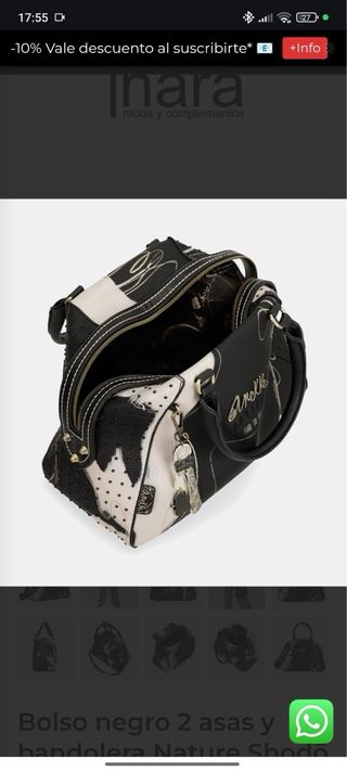 Bolso Anekke negro 2 asas y bandolera