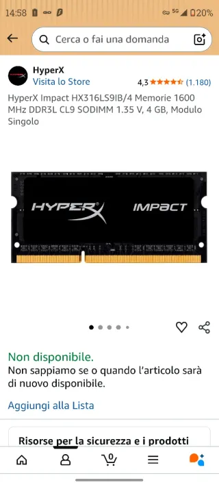 8GB (4GB×2) Ram HyperX Impact