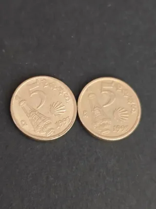 2 Monedas 5 Pesetas 1993 Jacobeo