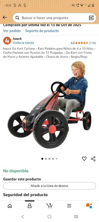 Kart a pedales para niños Hauck