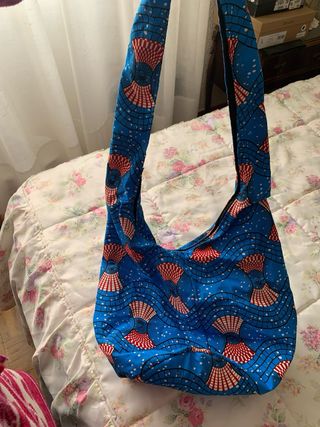 Bolso tela azul con asa ancha