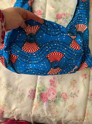 Bolso tela azul con asa ancha