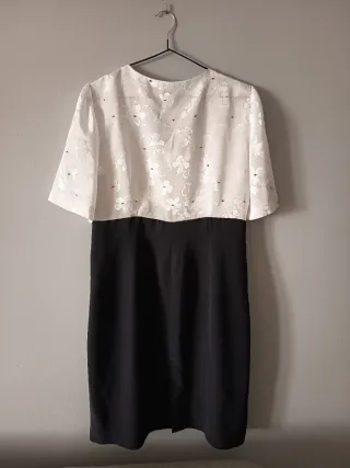 Vestido elegante blanco y negro de fiesta