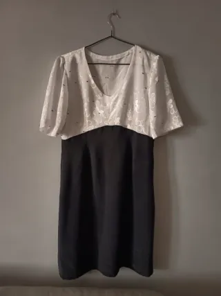 Vestido elegante blanco y negro de fiesta