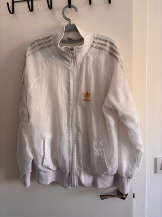 Chaqueta Adidas Vintage Talla M Blanca Dorada