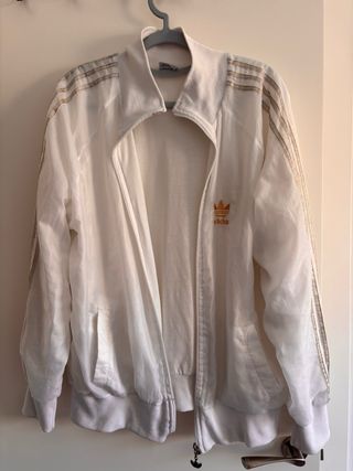 Chaqueta Adidas Vintage Talla M Blanca Dorada
