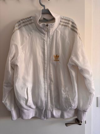 Chaqueta Adidas Vintage Talla M Blanca Dorada