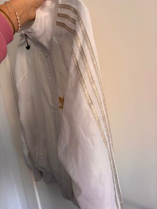 Chaqueta Adidas Vintage Talla M Blanca Dorada
