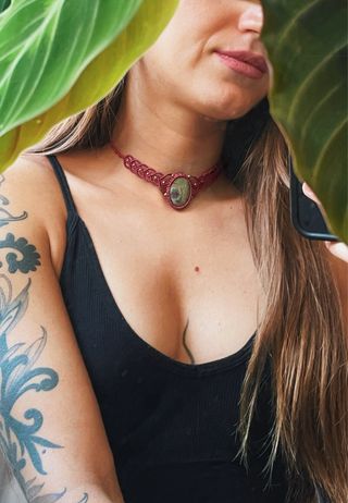 Collar Macramé Piedra Natural Hecho a Mano