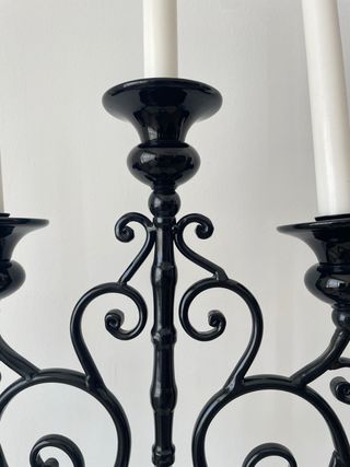 Candelabros Diseño Negro Cristal Metal