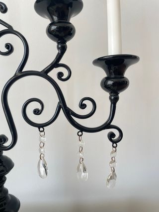 Candelabros Diseño Negro Cristal Metal