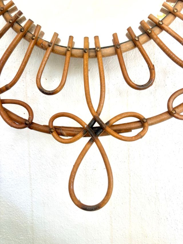 ESPEJO SOL DE MIMBRE ANTIGUO.