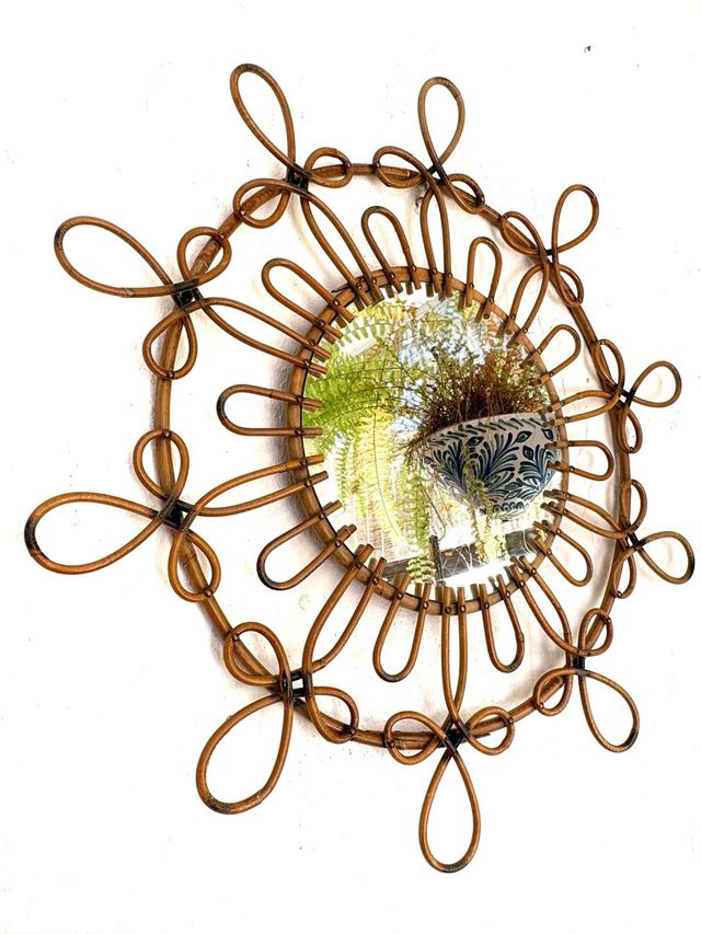 ESPEJO SOL DE MIMBRE ANTIGUO.