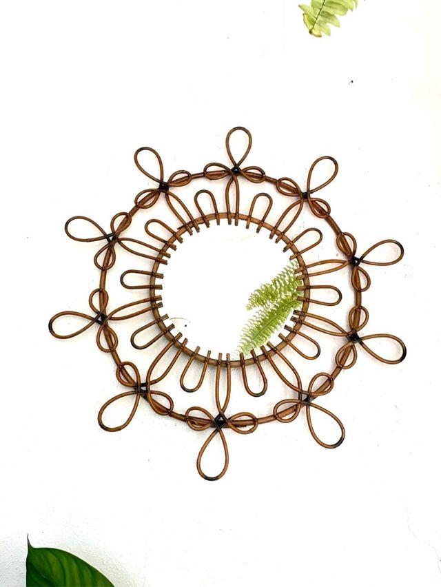 ESPEJO SOL DE MIMBRE ANTIGUO.