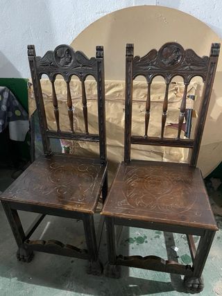Conjunto Muebles Antiguos Madera maciza Tallada