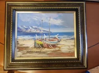 Lote 3 Cuadros Óleo Paisajes Marinos y Rurales