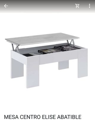 Mesa Centro Elevable Blanca y Gris