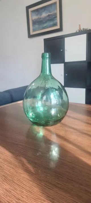 Damajuana vidrio verde soplado vintage 5L