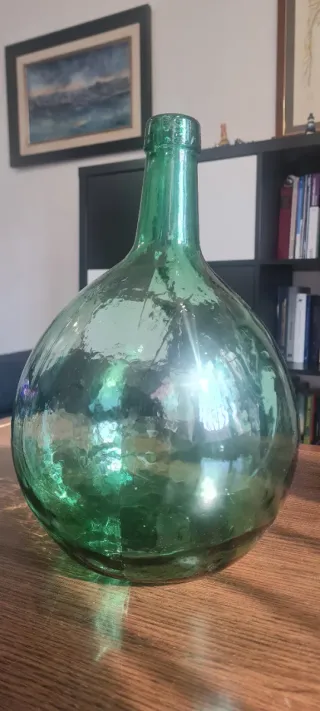 Damajuana vidrio verde soplado vintage 5L