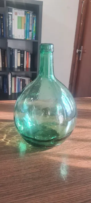 Damajuana vidrio verde soplado vintage 5L