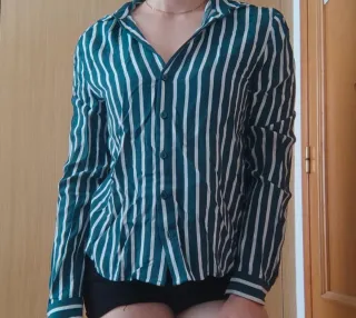 Blusa H&M Rayas Verde Talla 34
