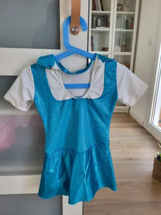 Malla/maillot gimnasia/patinaje azul y blanco